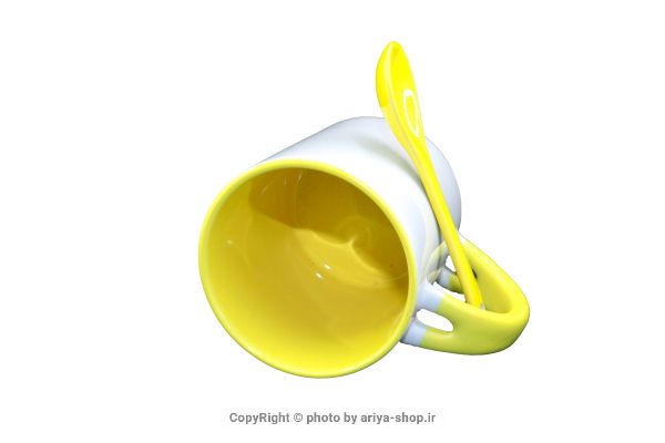 لیوان (ماگ) سابلیمیشن قاشق دار دسته و داخل رنگی